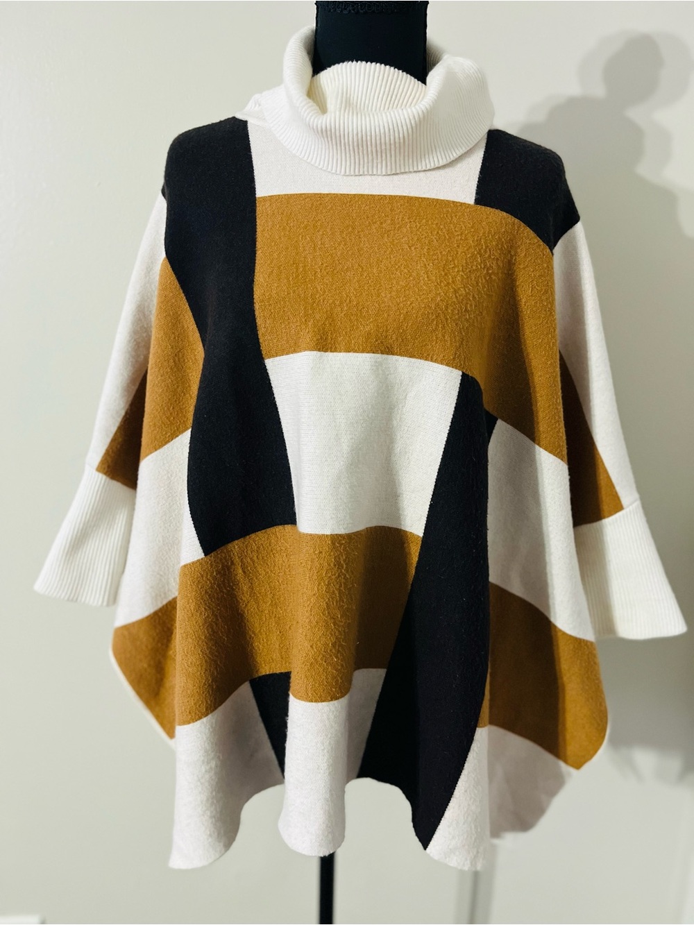 Anthropologie Mod Turtleneck Knit Sweater Poncho - Picture 2 of 5